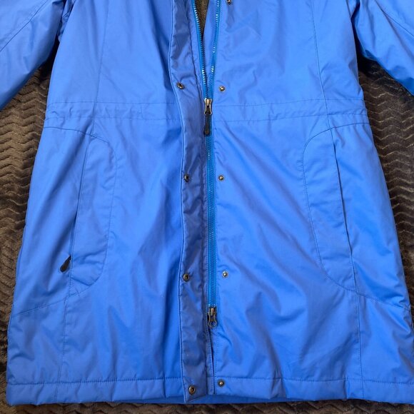 L.L. Bean Blue Hooded Raincoat Jacket Fleece Lined Womens size Medium - Picture 2 of 12